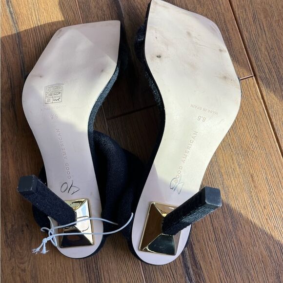 New good American Terry slip on black Square toe high heel - Picture 6 of 9